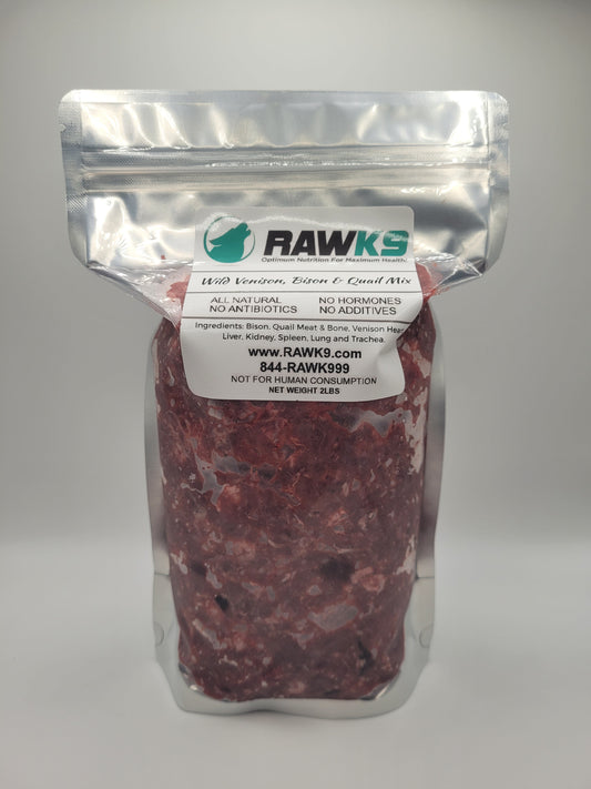 Raw K9 Wild Venison, Bison & Quail Mix Raw Pet Food - 2 lb
